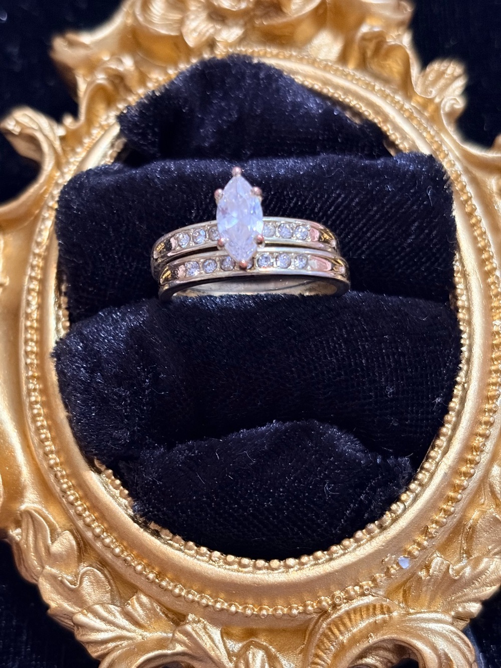 Gold-Tone Marquise Cubic Zirconia Ring Set - White Stone